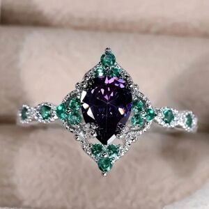 Boho Peacock Zirconia Statement Ring